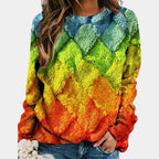 Rosetta - Women's Quilted Argyle Crew Neck Sweater