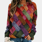 Rosetta - Women's Quilted Argyle Crew Neck Sweater
