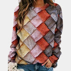 Rosetta - Women's Quilted Argyle Crew Neck Sweater