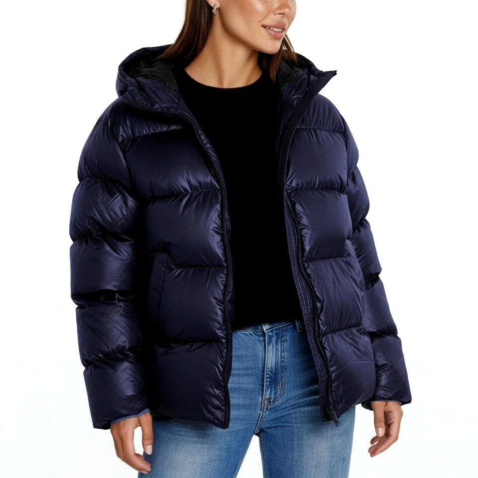 Rosette - Women's Zip-Up Hooded Quilted Jacket with Pockets 5