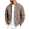 Ryan - Men's Suede Zip Jacket with Baseball Collar & Side Pockets 2