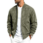 Ryan - Men's Suede Zip Jacket with Baseball Collar & Side Pockets 5