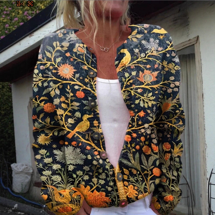Sarah - Women's Floral Knit Cardigan with Open Front