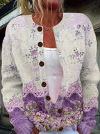 Sarah - Women's Floral Knit Cardigan with Open Front