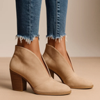 Sofie - Women's Suede Ankle Boots with V-Cut Upper