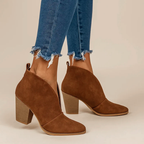 Sofie - Women's Suede Ankle Boots with V-Cut Upper