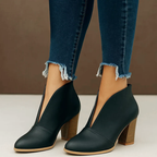 Sofie - Women's Suede Ankle Boots with V-Cut Upper