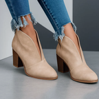 Sofie - Women's Suede Ankle Boots with V-Cut Upper