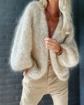 Sophia - Women's Fluffy Open-Front Cardigan
