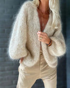 Sophia - Women's Fluffy Open-Front Cardigan