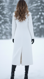 Sophia - Women's Gold-Button Tailored Longline Coat