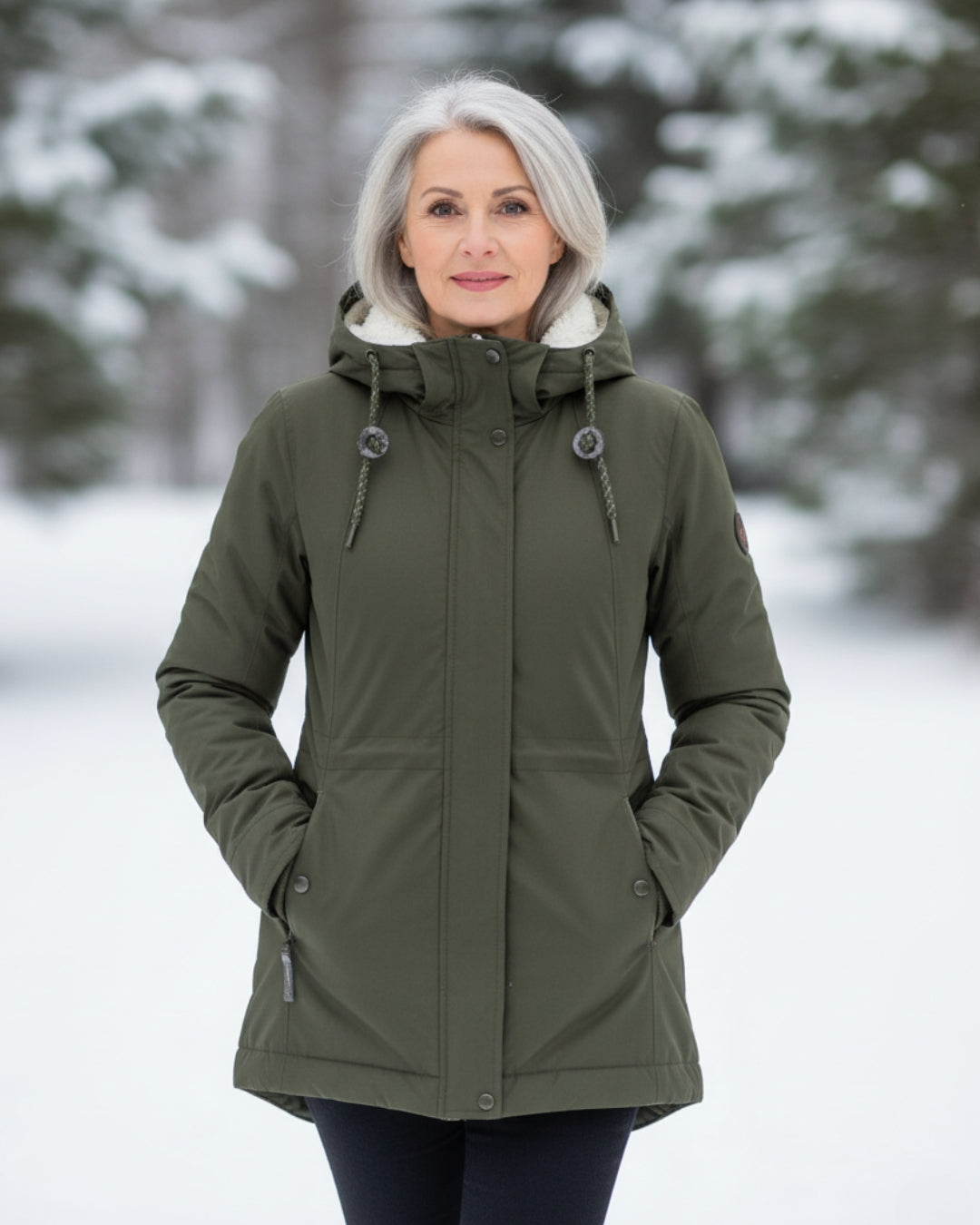Sylvia - Women's Sherpa-Lined Parka with Faux-Fur Collar