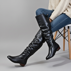 Thalia - Women's Slouched Knee-High Boots with Tapered Toe