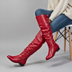 Thalia - Women's Slouched Knee-High Boots with Tapered Toe