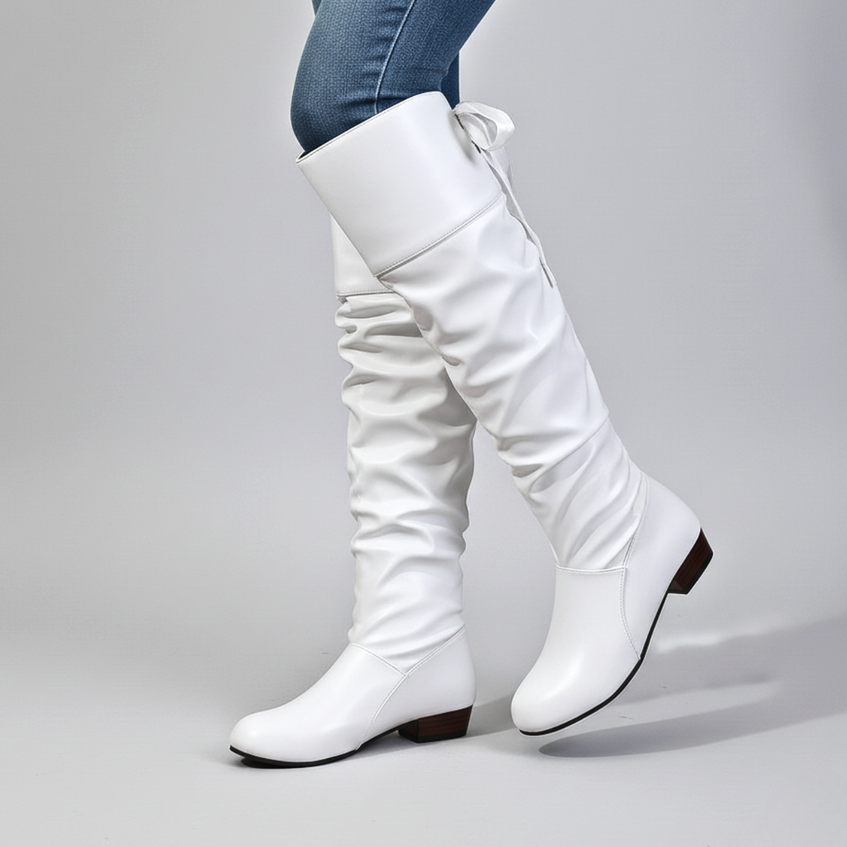 Thalia - Women's Slouched Knee-High Boots with Tapered Toe