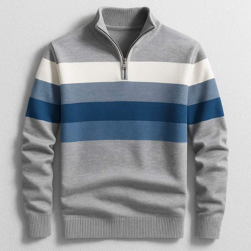 Thatcher - Men's Striped Quarter-Zip Pullover