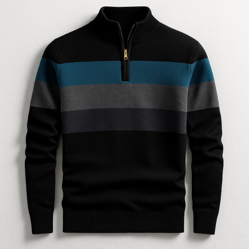 Thatcher - Men's Striped Quarter-Zip Pullover