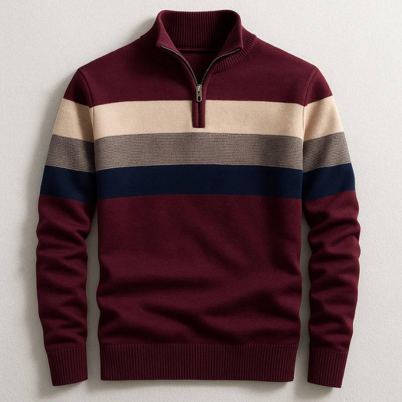 Thatcher - Men's Striped Quarter-Zip Pullover