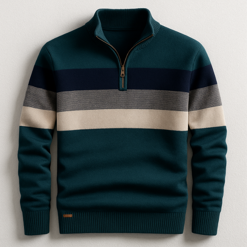 Thatcher - Men's Striped Quarter-Zip Pullover