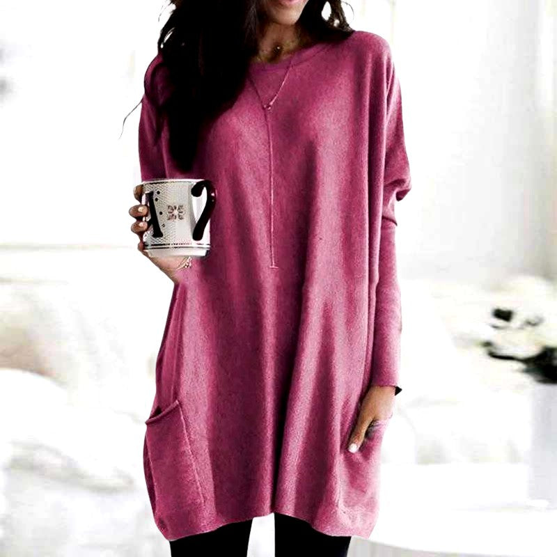 Thelma - Women's Round Neck Oversized Long Sleeve Sweater 1