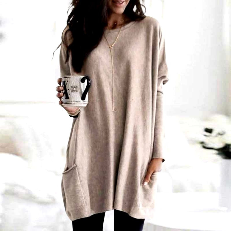 Thelma - Women's Round Neck Oversized Long Sleeve Sweater 4
