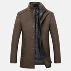 Tobias - Men's Stand Collar Wool Blend Overcoat