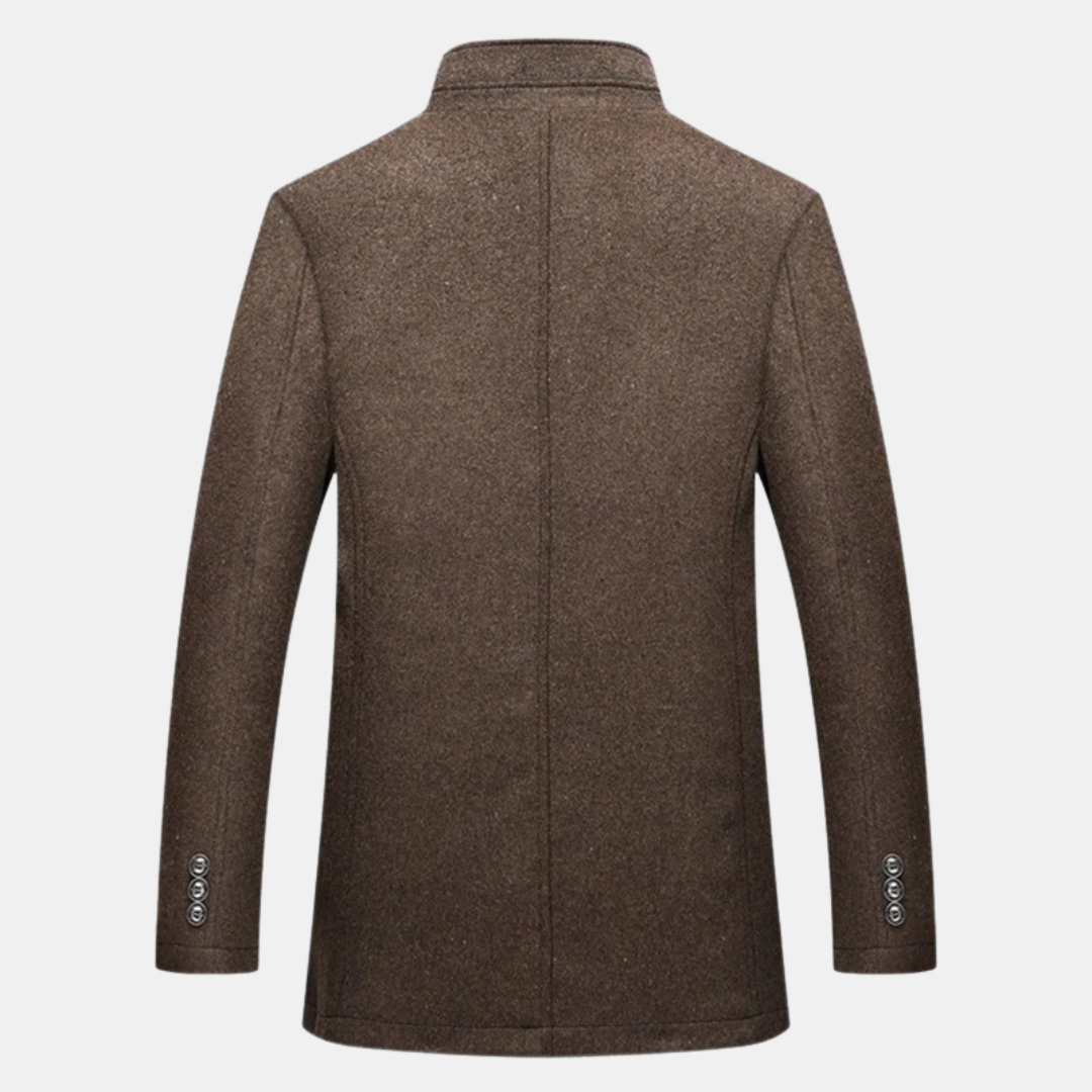 Tobias - Men's Stand Collar Wool Blend Overcoat