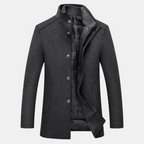 Tobias - Men's Stand Collar Wool Blend Overcoat