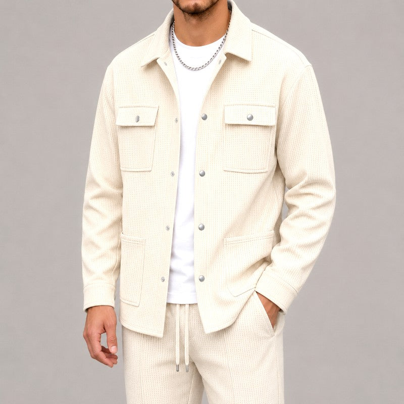 Todd - Men's Waffle Four-Pocket Utility Overshirt 3