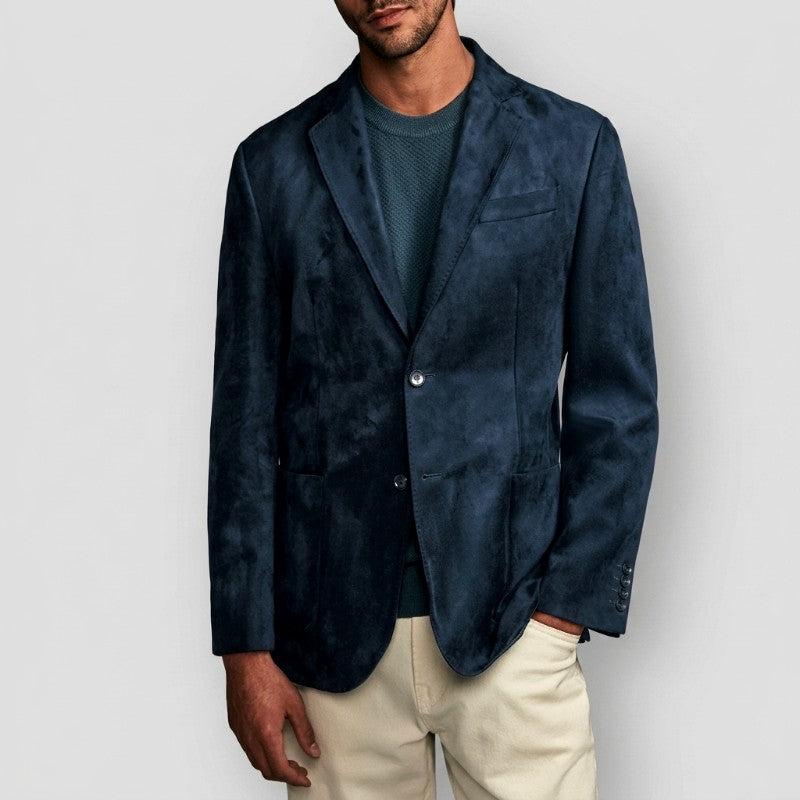 Troy - Men's Suede Notch Lapel Blazer with Front Pockets 4