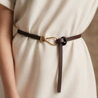 Vera – Women's Slim Leather Belt with Sculptural Hook Buckle