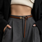 Vera – Women's Slim Leather Belt with Sculptural Hook Buckle