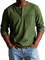 Vincent – Men's Button-Placket Henley Shirt with Chest Pocket