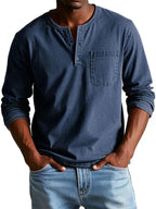 Vincent – Men's Button-Placket Henley Shirt with Chest Pocket