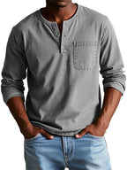 Vincent – Men's Button-Placket Henley Shirt with Chest Pocket