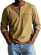 Vincent – Men's Button-Placket Henley Shirt with Chest Pocket