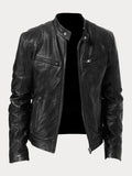 Vincenzo - Men's Leather Jacket with Zip Closure and Chest Pockets