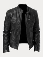 Vincenzo - Men's Leather Jacket with Zip Closure and Chest Pockets