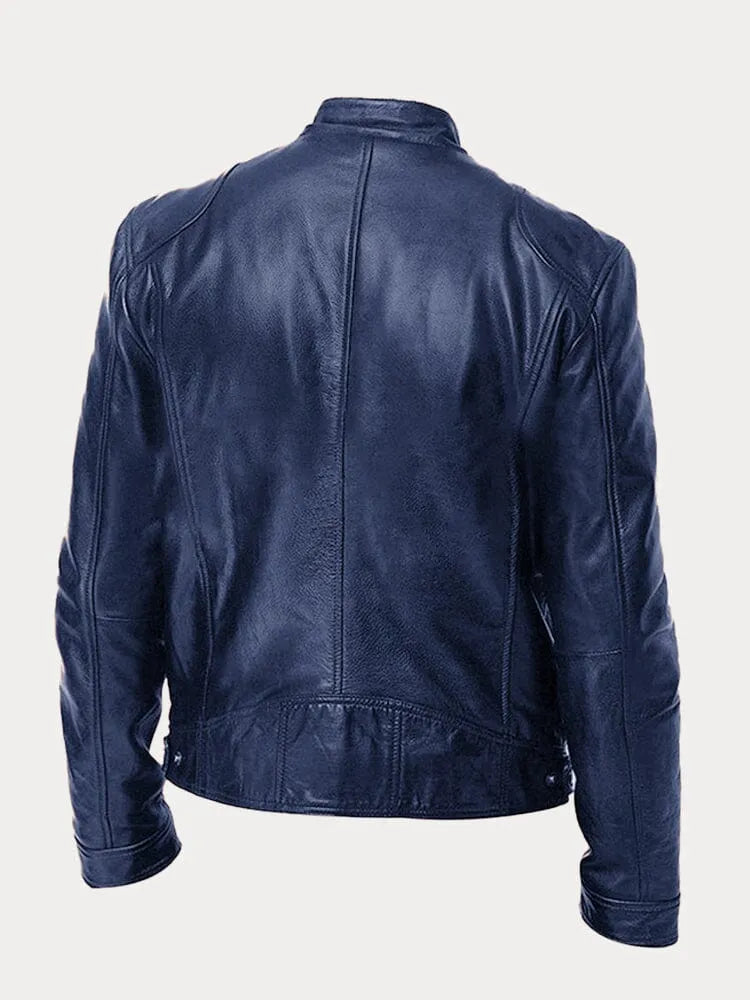 Vincenzo - Men's Leather Jacket with Zip Closure and Chest Pockets