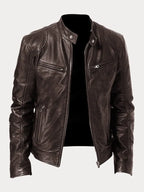 Vincenzo - Men's Leather Jacket with Zip Closure and Chest Pockets
