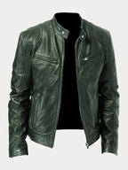 Vincenzo - Men's Leather Jacket with Zip Closure and Chest Pockets