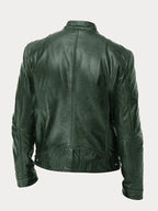 Vincenzo - Men's Leather Jacket with Zip Closure and Chest Pockets
