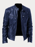 Vincenzo - Men's Leather Jacket with Zip Closure and Chest Pockets