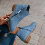 Violet - Women's Suede Side-Zip Ankle Booties