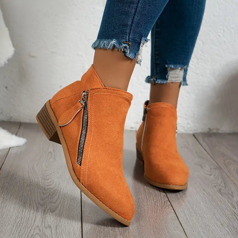 Violet - Women's Suede Side-Zip Ankle Booties