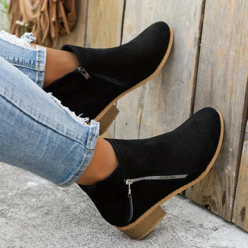 Violet - Women's Suede Side-Zip Ankle Booties