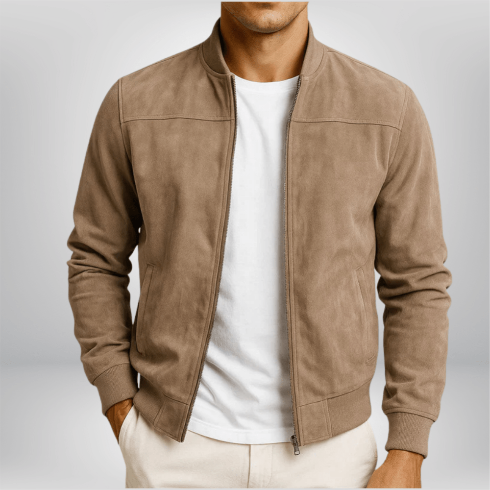 Wayne - Men's Suede Bomber Jacket
