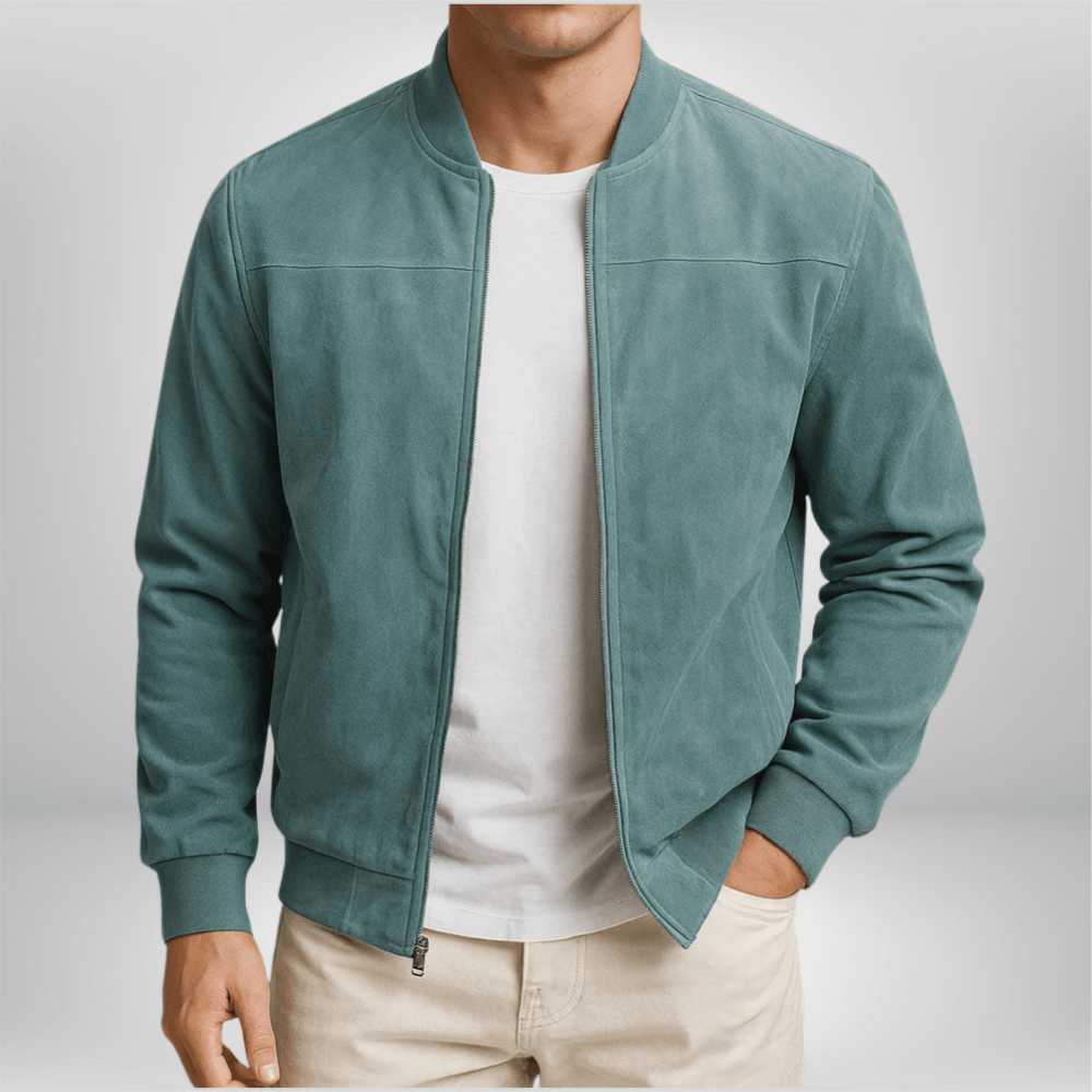 Wayne - Men's Suede Bomber Jacket