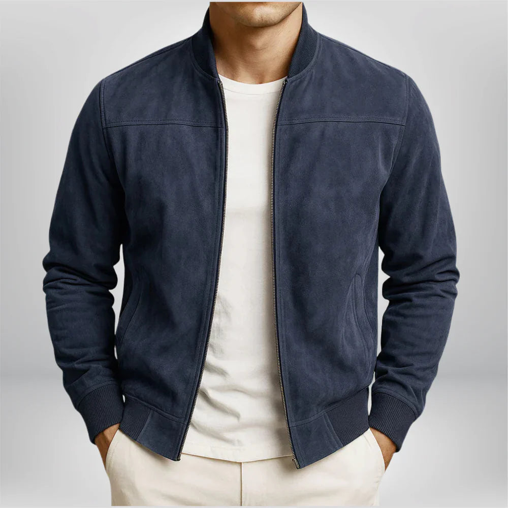 Wayne - Men's Suede Bomber Jacket