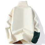 William - Men's Color-Block Turtleneck with Mixed-Knit Panels
